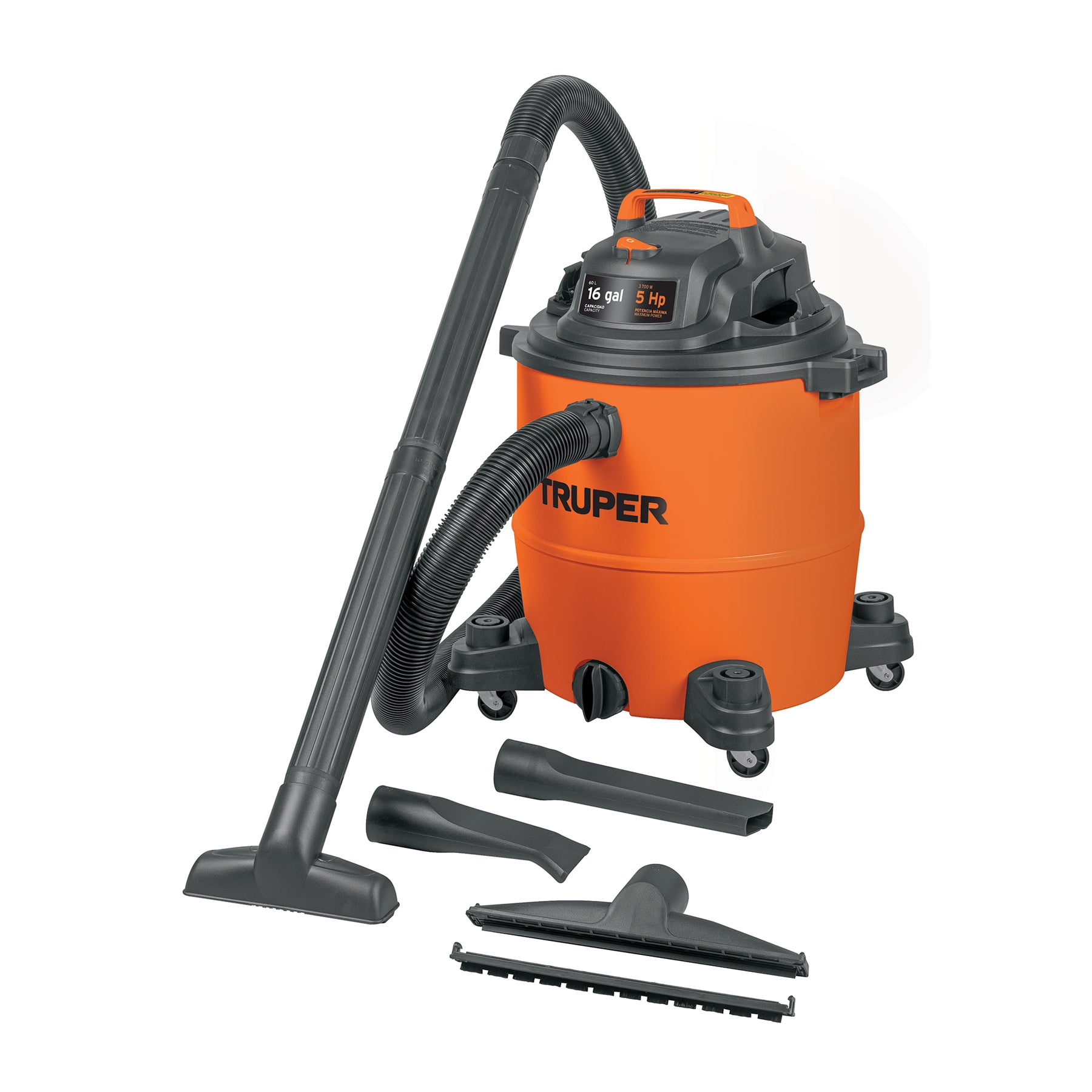 101520 Aspiradora de sólidos y líquidos, 16 gal, plástica, TRUPER