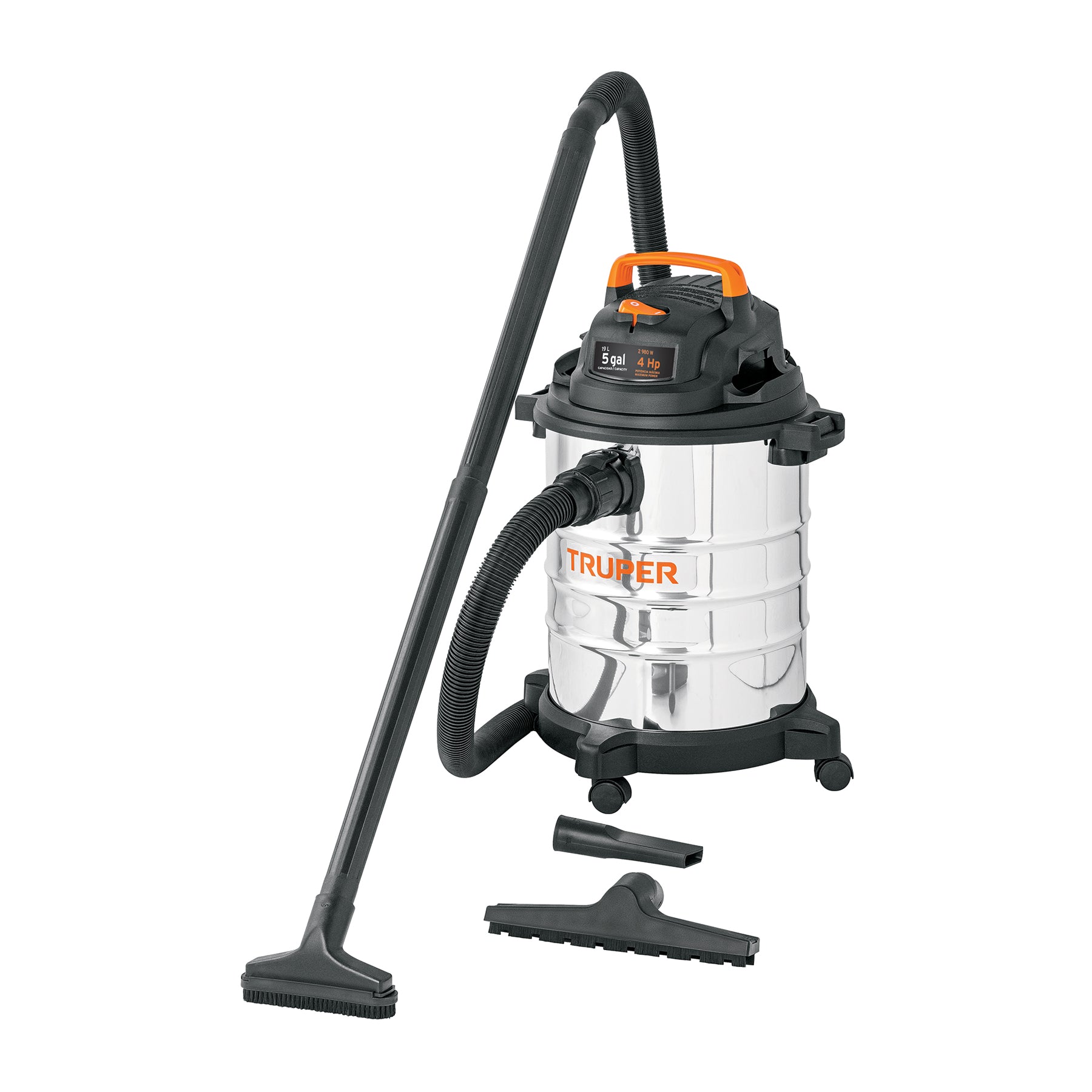 101523 Aspiradora de sólidos y líquidos, 5 gal, acero inox, TRUPER
