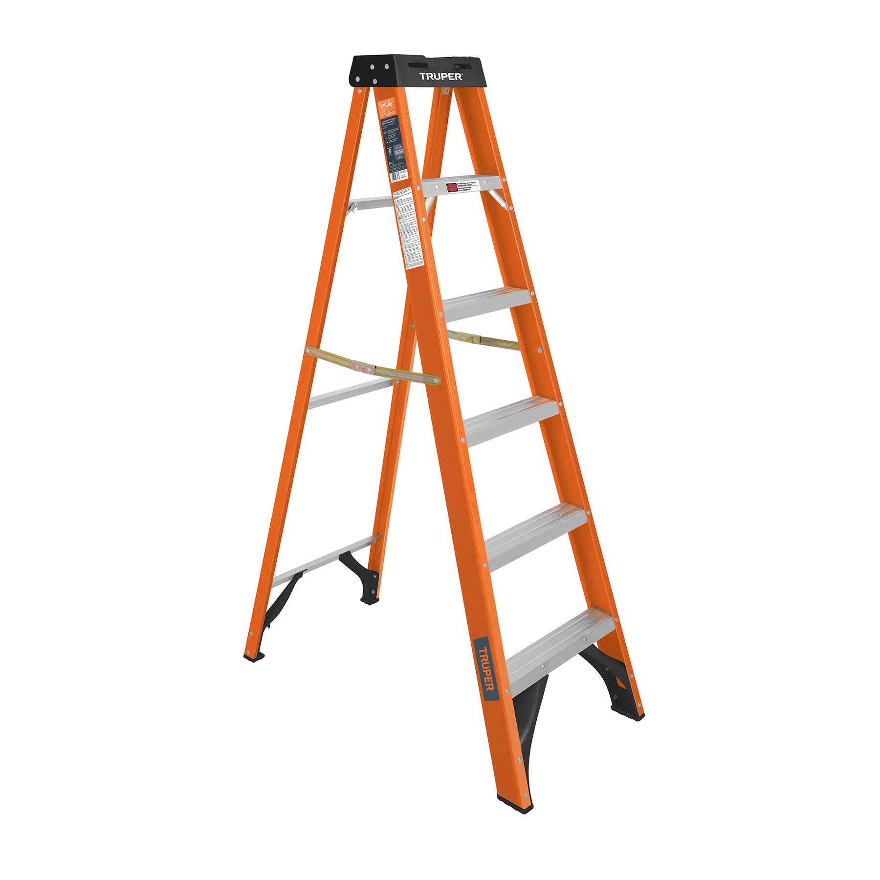 100225 Escalera de tijera, tipo ll, 5 peldaños, fibra de vidrio