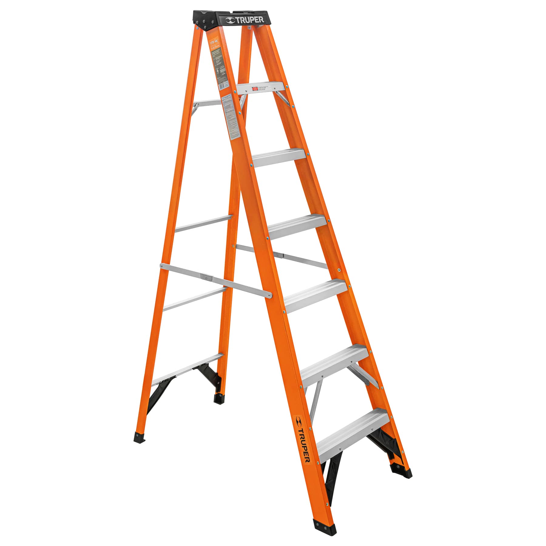 100226 Escalera de tijera, tipo ll, 6 peldaños, fibra de vidrio