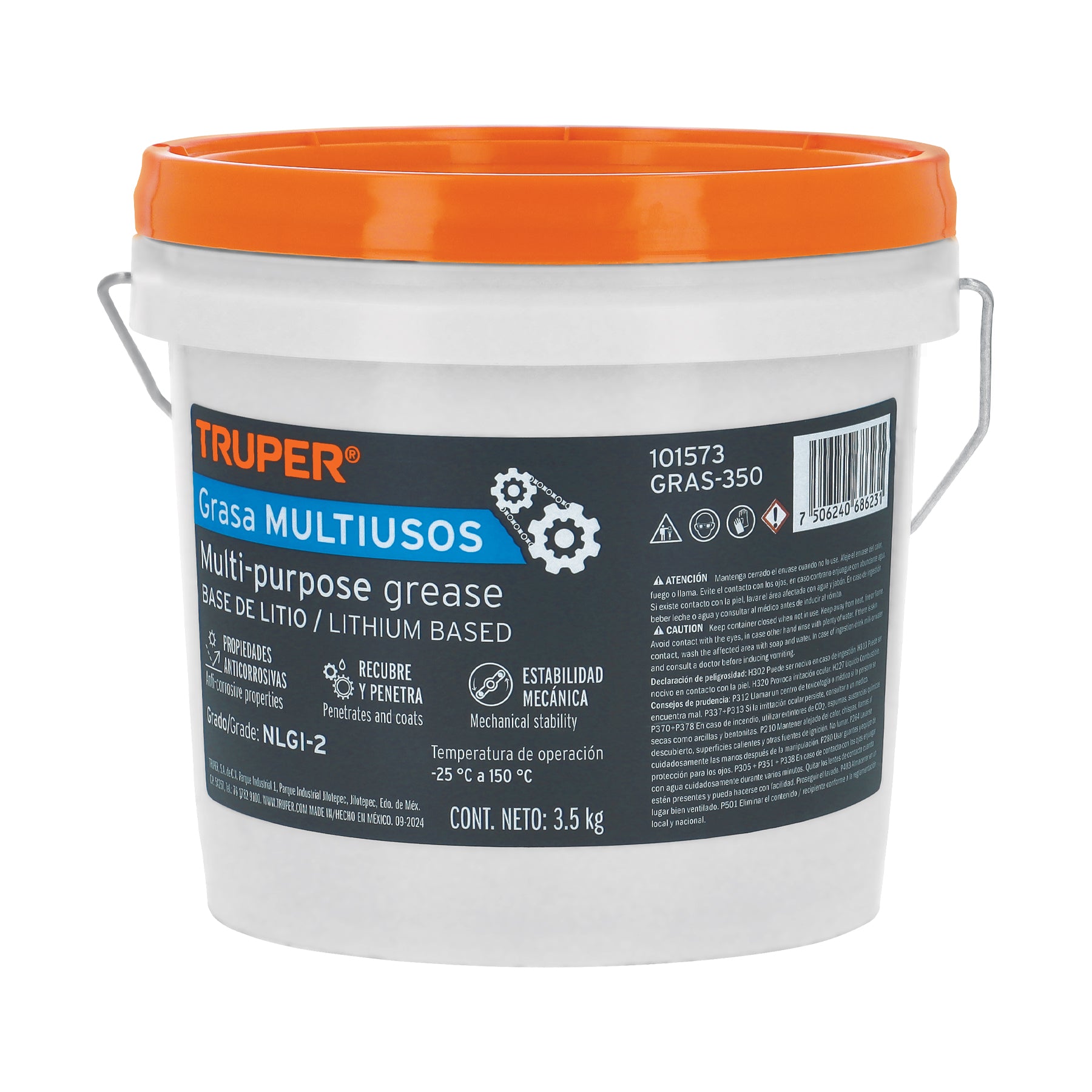 101573 Grasa lubricante multiusos, base litio, 3.5 kg, Truper