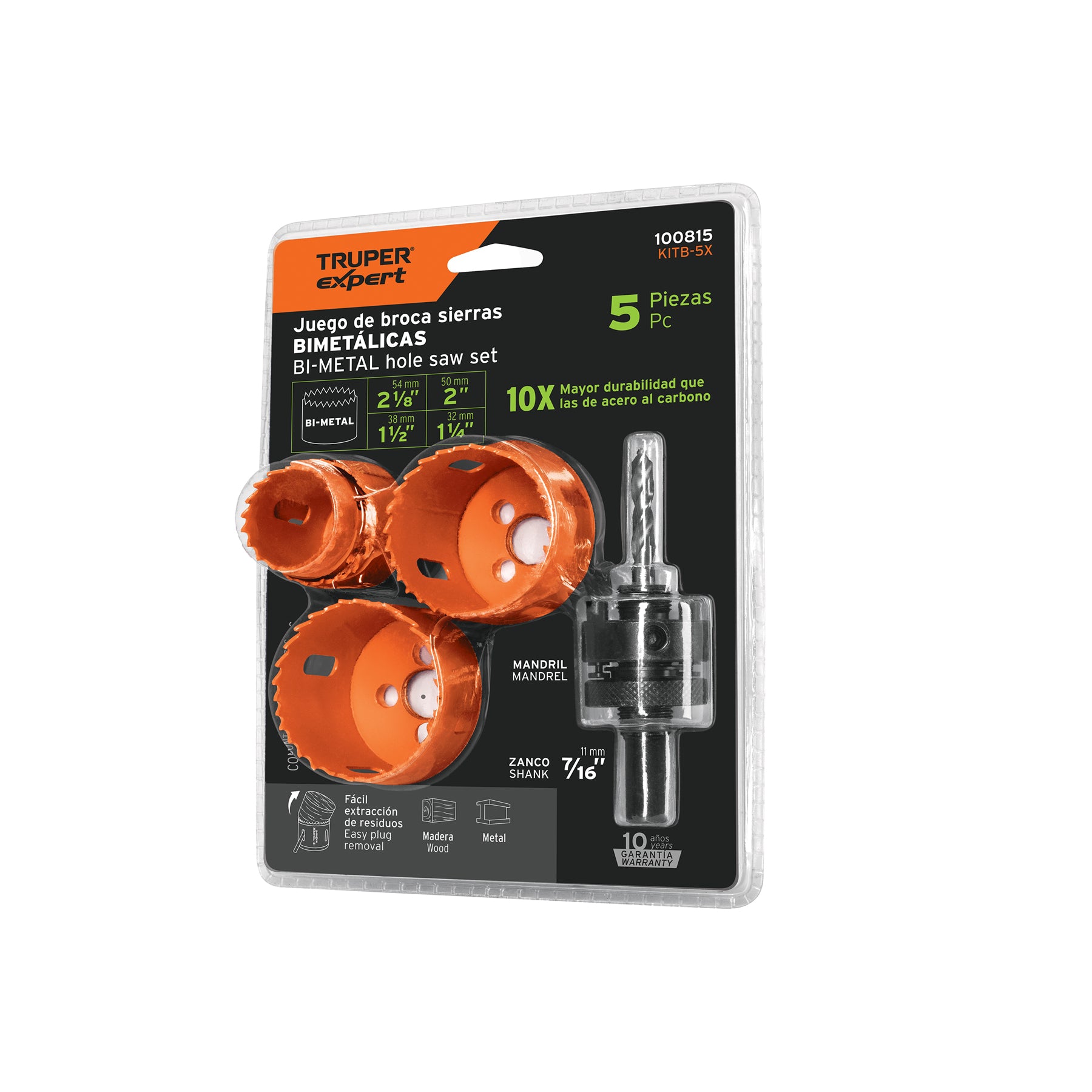 100815 Juego de 4 brocasierras bimetálicas y 1 mandril, Expert