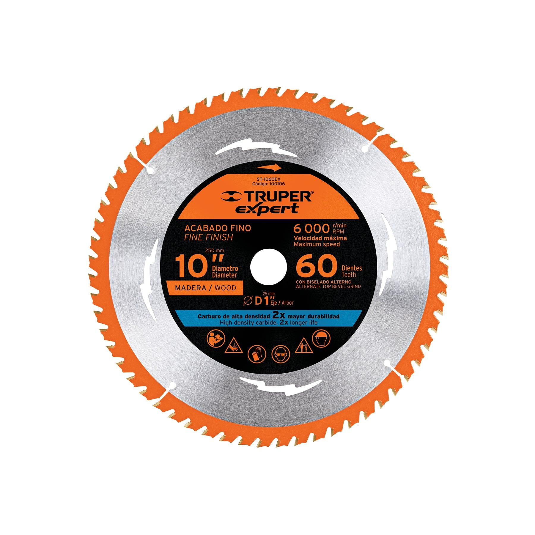 100106 Disco sierra 10' para madera, 60 dientes centro 1', Expert