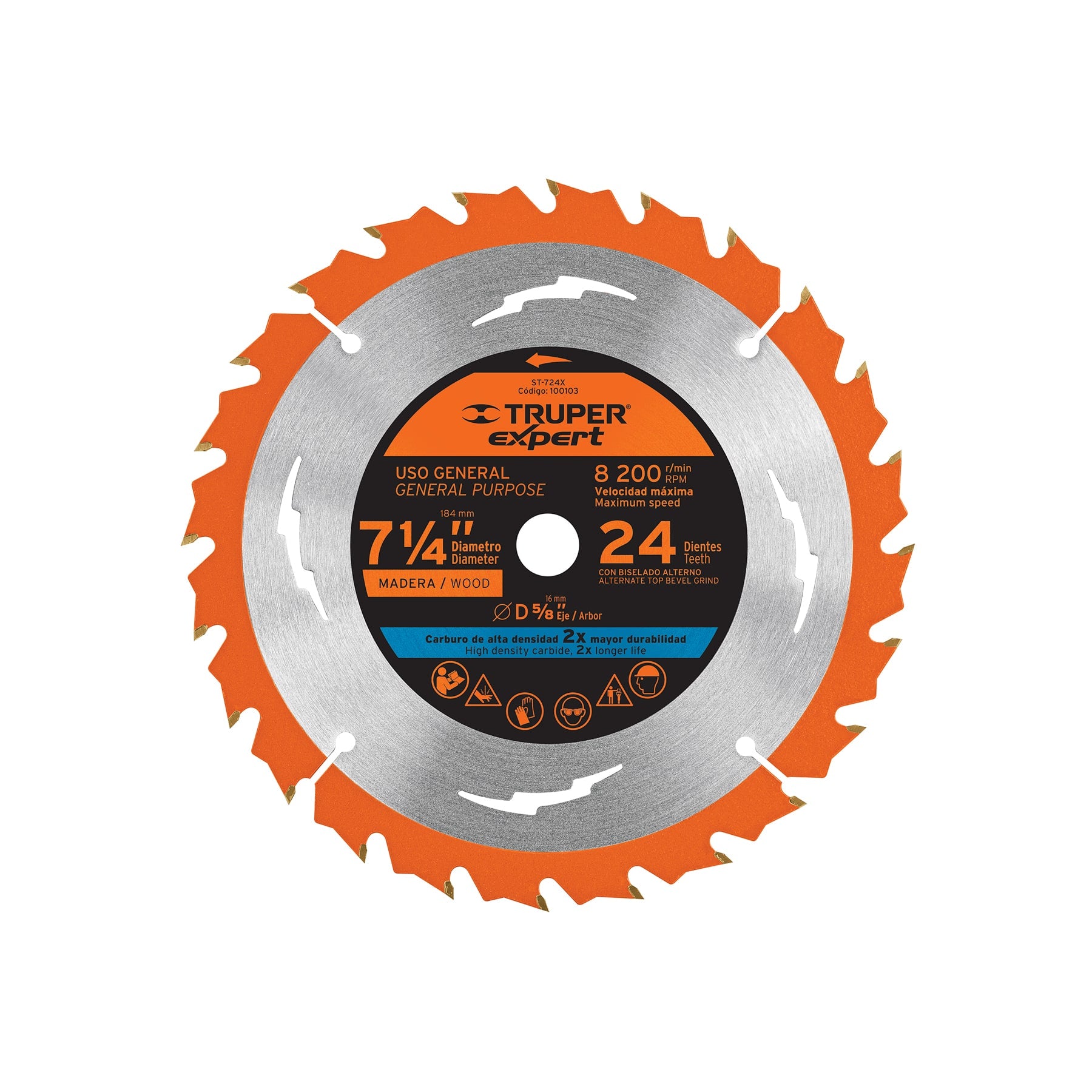100103 Disco sierra 7-1/4' p/madera, 24 dientes centro 5/8', Expert